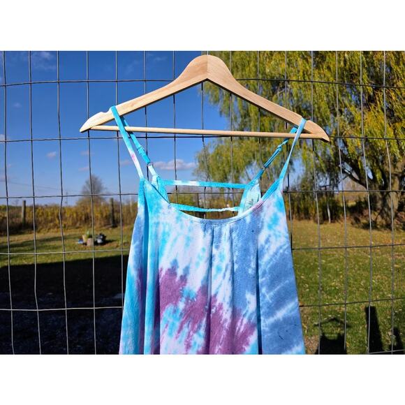 Aruba Blue Tie Dyed Boho Hippie Maxi Dress M - Picture 4 of 8